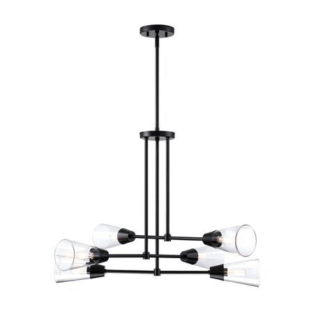 Designers Fountain Norro 60 Watt 6 Light Matte Black Linear Pendant with Clear Glass Shade D290C-6CH-MB